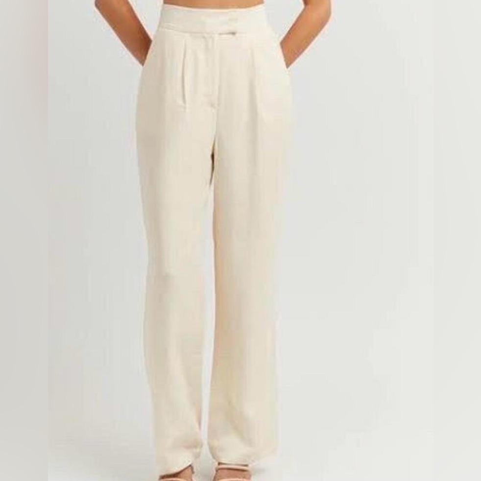 Dissh Ivory High-Rise Wide-Leg Trousers